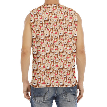 Lovely Teddy Bear Pattern Print Men's Fitness Tank Top