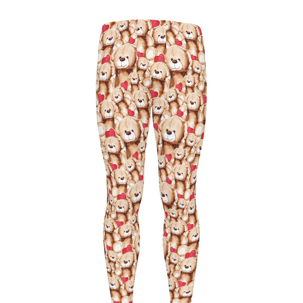 Lovely Teddy Bear Pattern Print Men's leggings