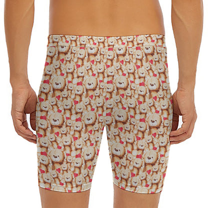 Lovely Teddy Bear Pattern Print Men's Long Boxer Briefs
