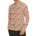 Lovely Teddy Bear Pattern Print Men's Long Sleeve Rash Guard