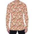 Lovely Teddy Bear Pattern Print Men's Long Sleeve T-Shirt