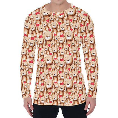 Lovely Teddy Bear Pattern Print Men's Long Sleeve T-Shirt