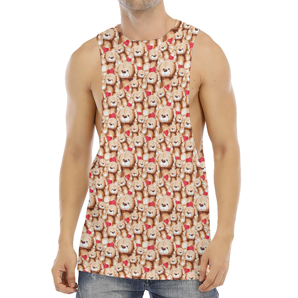 Lovely Teddy Bear Pattern Print Men's Muscle Tank Top