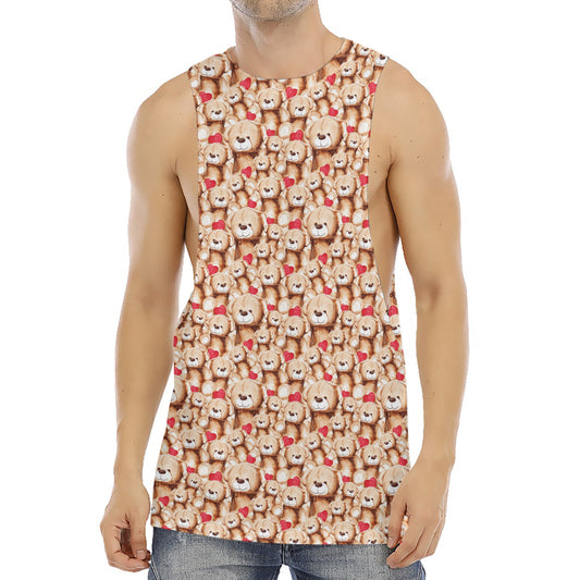 Lovely Teddy Bear Pattern Print Men's Muscle Tank Top