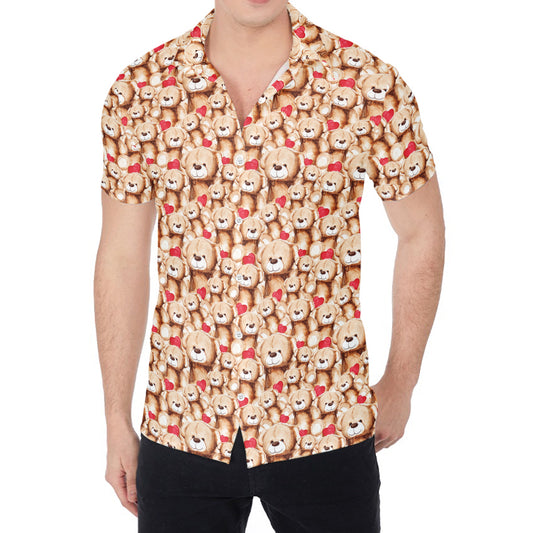 Lovely Teddy Bear Pattern Print Men's Shirt