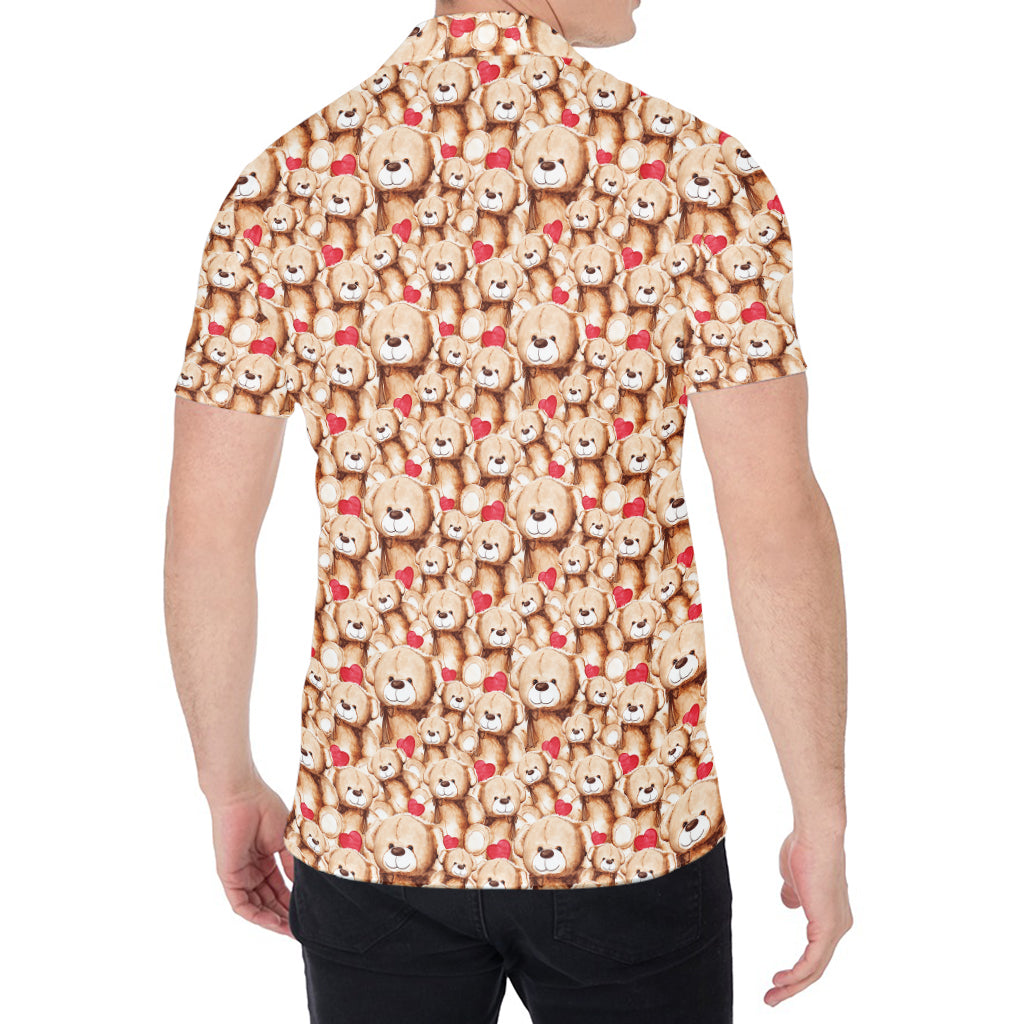 Lovely Teddy Bear Pattern Print Men's Shirt