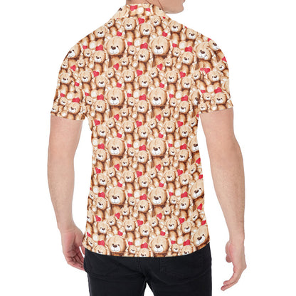 Lovely Teddy Bear Pattern Print Men's Shirt