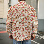 Lovely Teddy Bear Pattern Print Men's Shirt Jacket