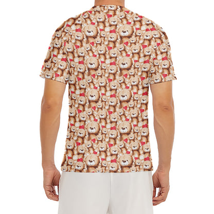 Lovely Teddy Bear Pattern Print Men's Short Sleeve Rash Guard