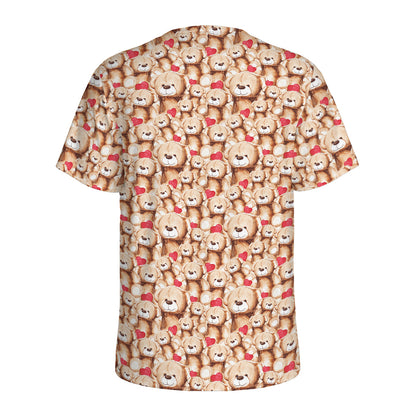 Lovely Teddy Bear Pattern Print Men's Sports T-Shirt
