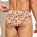 Lovely Teddy Bear Pattern Print Men's Swim Briefs
