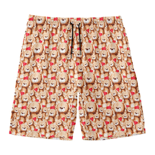Lovely Teddy Bear Pattern Print Men's Swim Trunks