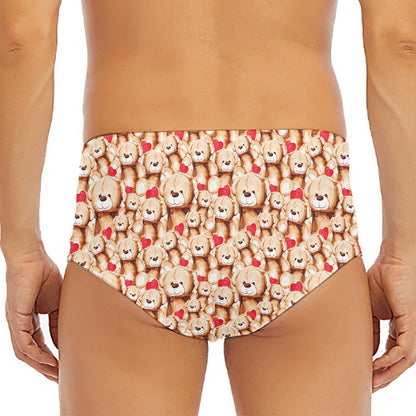 Lovely Teddy Bear Pattern Print Men's Triangle Swim Briefs