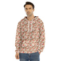 Lovely Teddy Bear Pattern Print Men's Velvet Pullover Hoodie