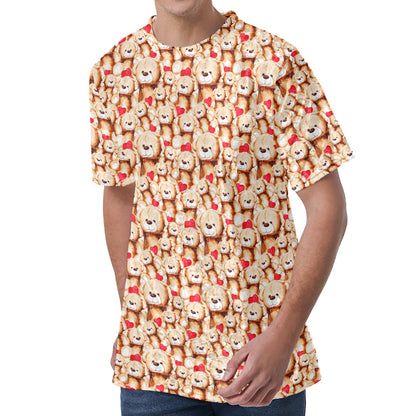 Lovely Teddy Bear Pattern Print Men's Velvet T-Shirt