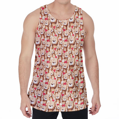 Lovely Teddy Bear Pattern Print Men's Velvet Tank Top