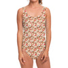 Lovely Teddy Bear Pattern Print One Piece Swimsuit