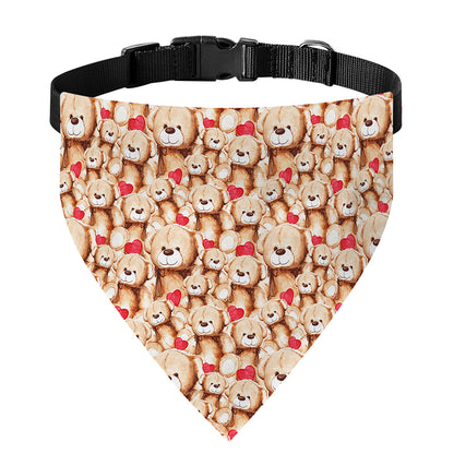 Lovely Teddy Bear Pattern Print Over The Collar Dog Bandana