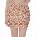 Lovely Teddy Bear Pattern Print Pencil Mini Skirt
