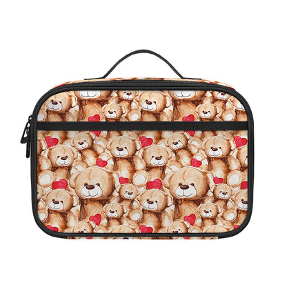 Lovely Teddy Bear Pattern Print Portable Lunch Bag