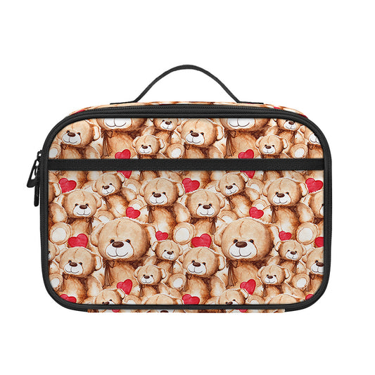 Lovely Teddy Bear Pattern Print Portable Lunch Bag
