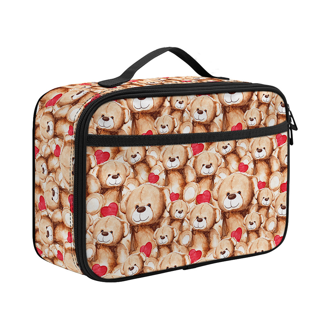Lovely Teddy Bear Pattern Print Portable Lunch Bag