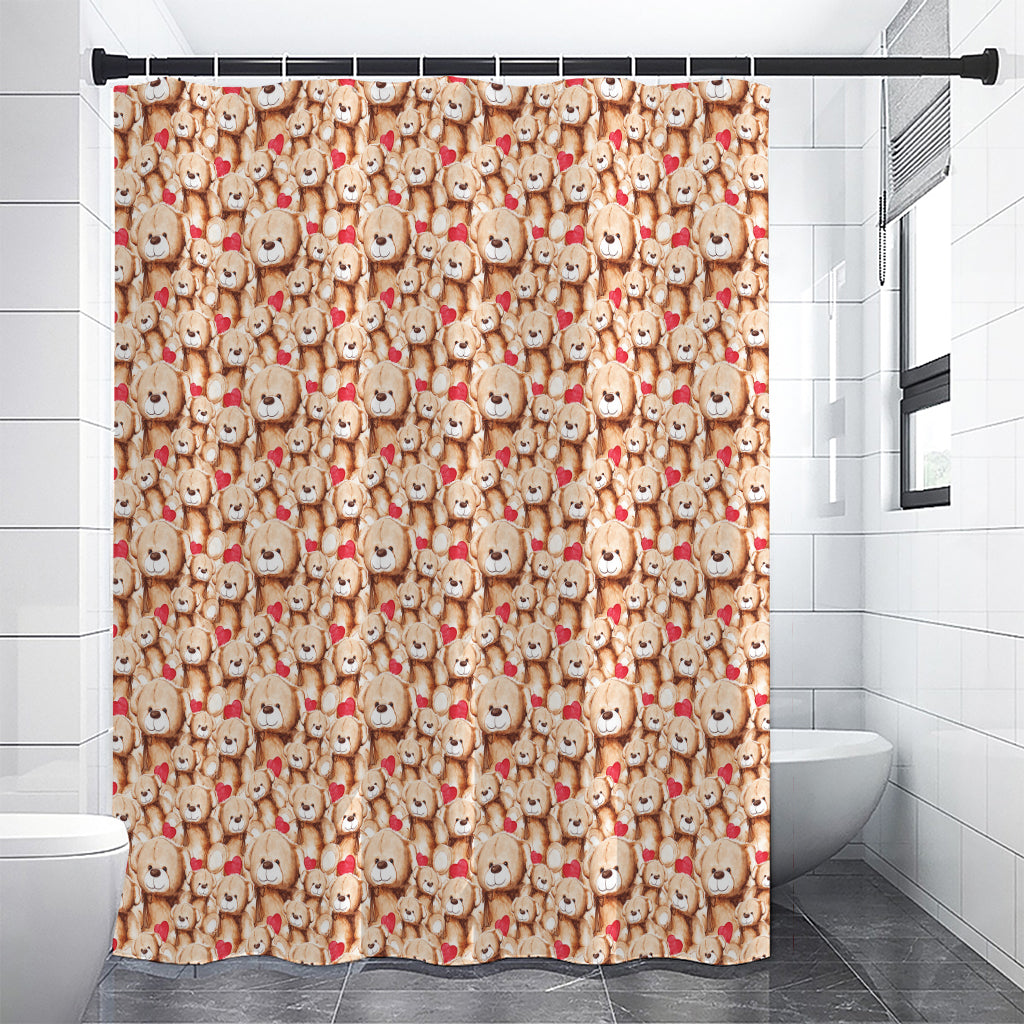 Lovely Teddy Bear Pattern Print Premium Shower Curtain