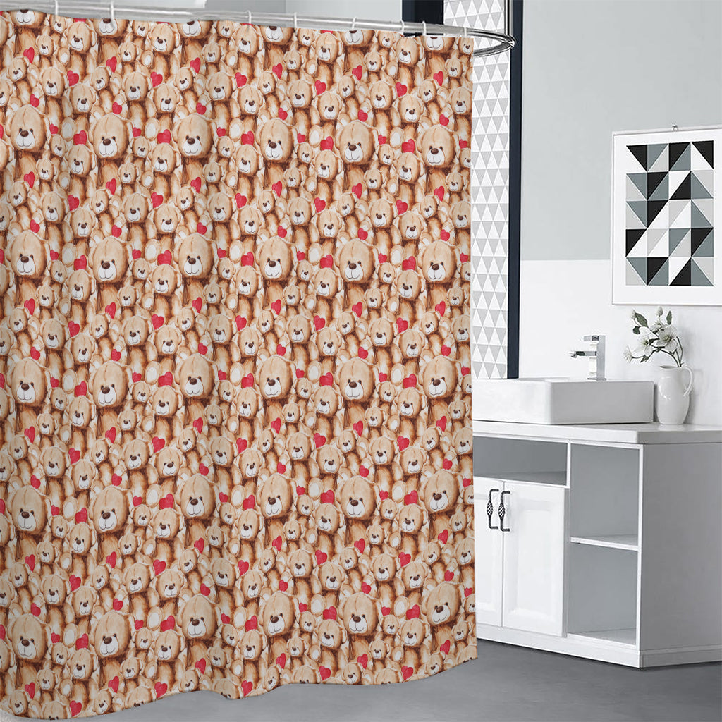 Lovely Teddy Bear Pattern Print Premium Shower Curtain