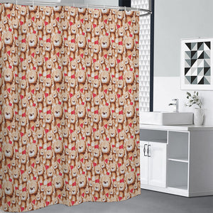 Lovely Teddy Bear Pattern Print Premium Shower Curtain