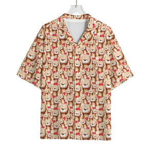 Lovely Teddy Bear Pattern Print Rayon Hawaiian Shirt