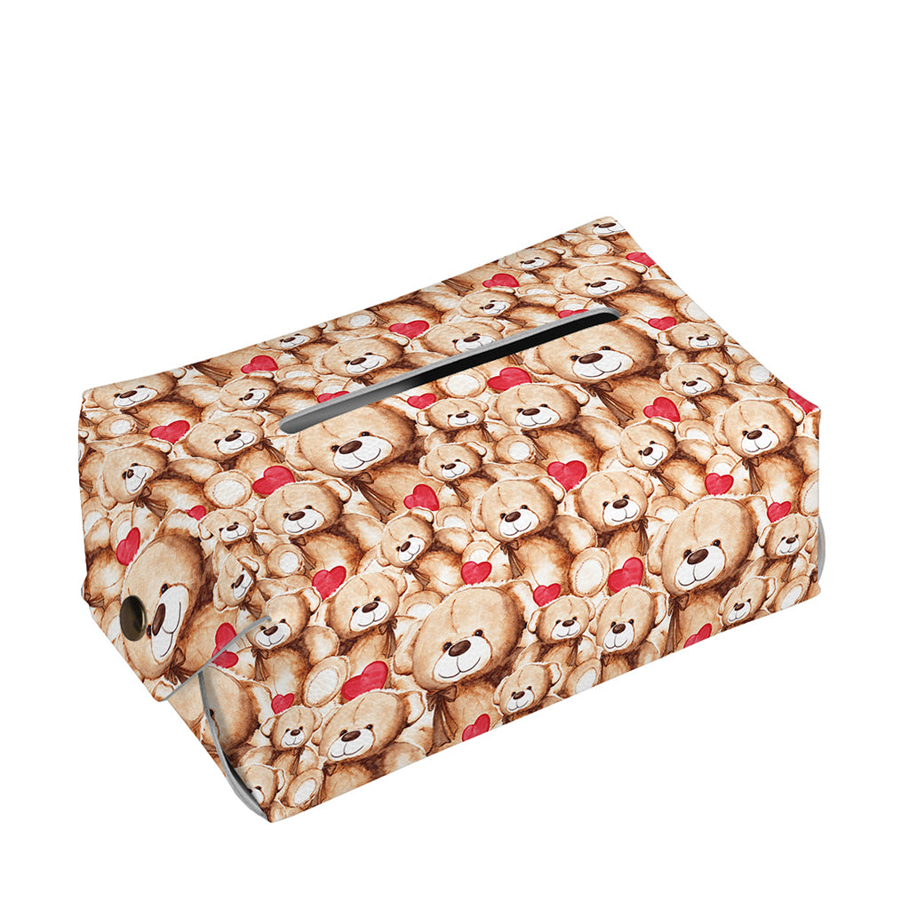 Lovely Teddy Bear Pattern Print Rectangle Tissue Box Cover