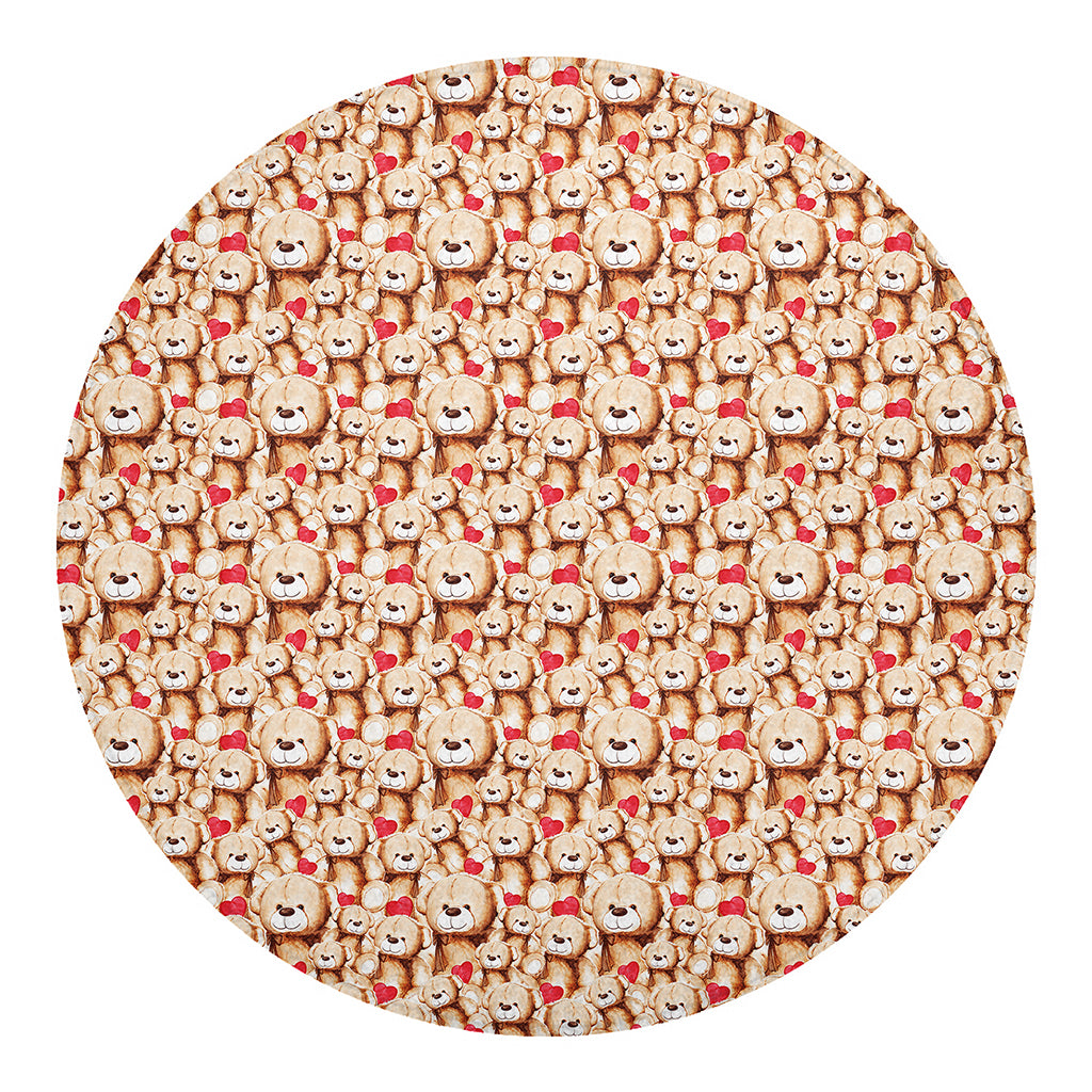 Lovely Teddy Bear Pattern Print Round Blanket