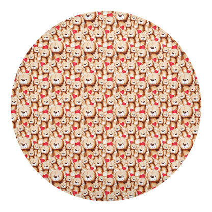 Lovely Teddy Bear Pattern Print Round Blanket