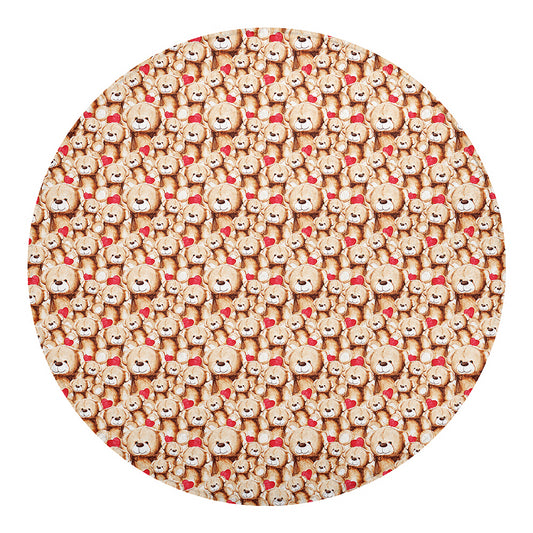 Lovely Teddy Bear Pattern Print Round Blanket