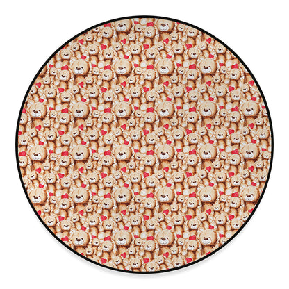Lovely Teddy Bear Pattern Print Round Floor Mat