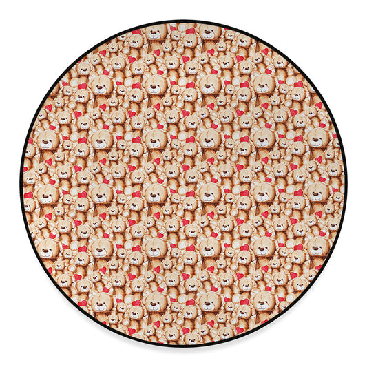 Lovely Teddy Bear Pattern Print Round Floor Mat
