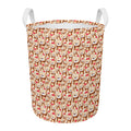 Lovely Teddy Bear Pattern Print Round Laundry Basket