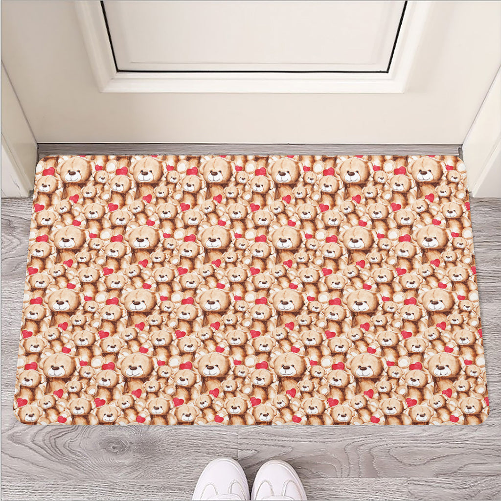 Lovely Teddy Bear Pattern Print Rubber Doormat