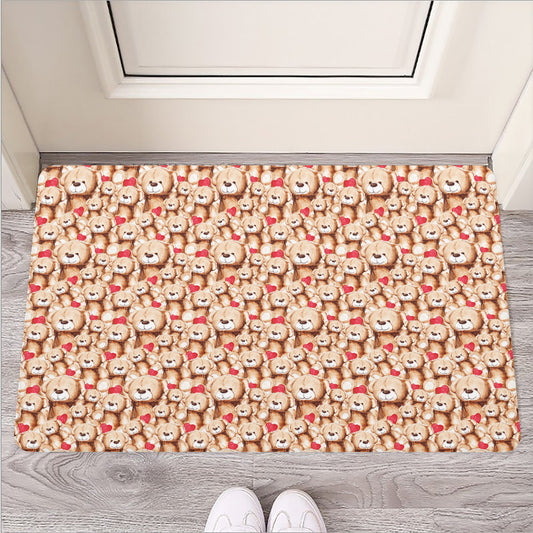 Lovely Teddy Bear Pattern Print Rubber Doormat