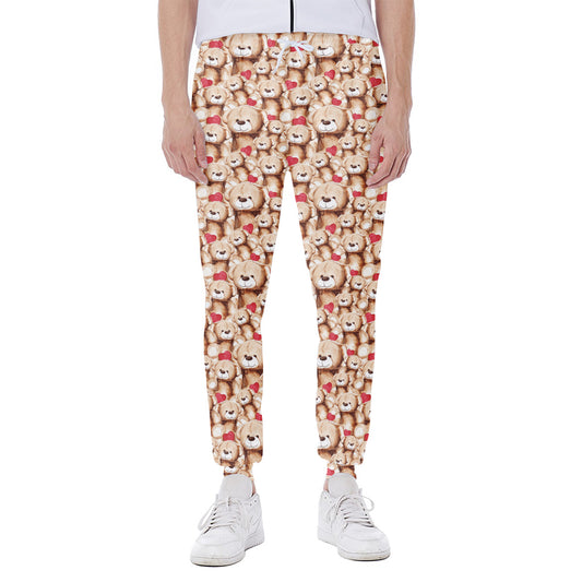 Lovely Teddy Bear Pattern Print Scuba Joggers