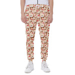 Lovely Teddy Bear Pattern Print Scuba Joggers
