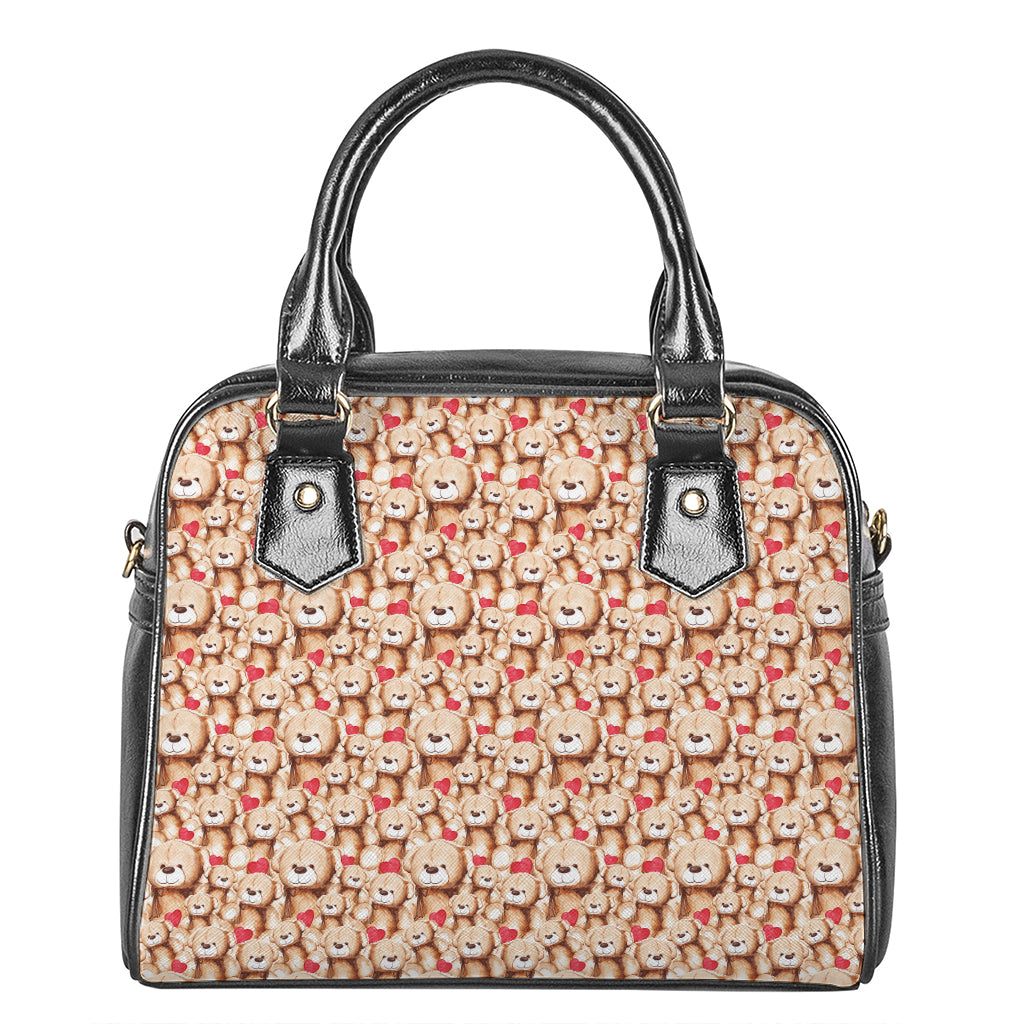 Lovely Teddy Bear Pattern Print Shoulder Handbag