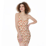 Lovely Teddy Bear Pattern Print Sleeveless Bodycon Dress