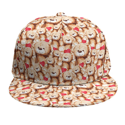 Lovely Teddy Bear Pattern Print Snapback Cap