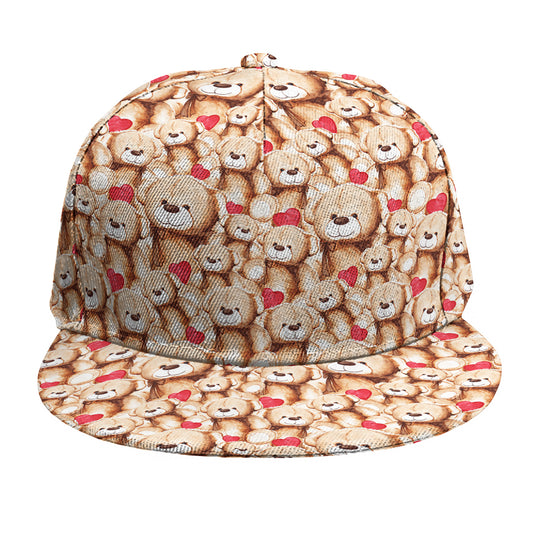 Lovely Teddy Bear Pattern Print Snapback Cap