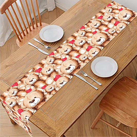 Lovely Teddy Bear Pattern Print Table Runner