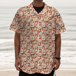 Lovely Teddy Bear Pattern Print Textured Short Sleeve Shirt