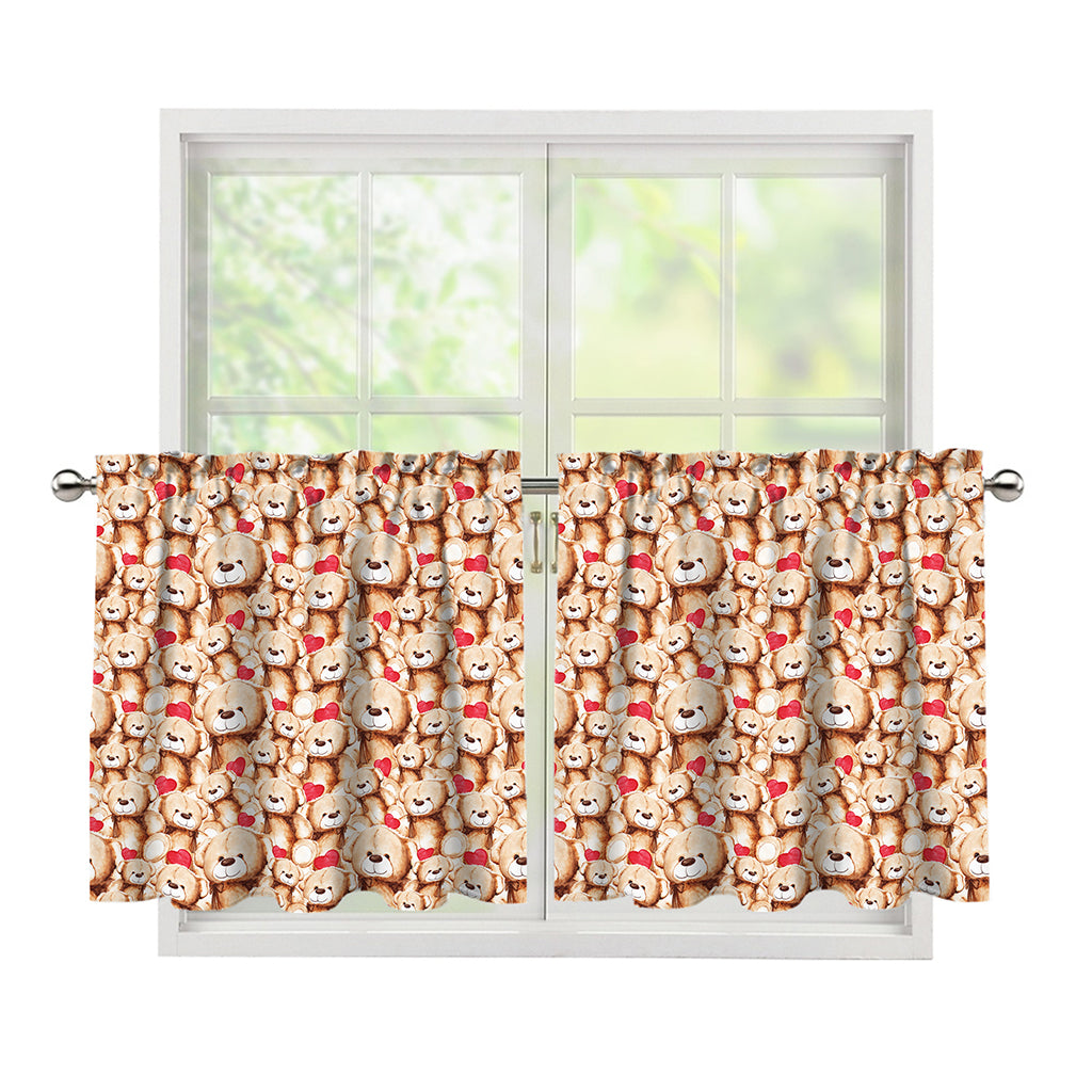 Lovely Teddy Bear Pattern Print Tier Curtains
