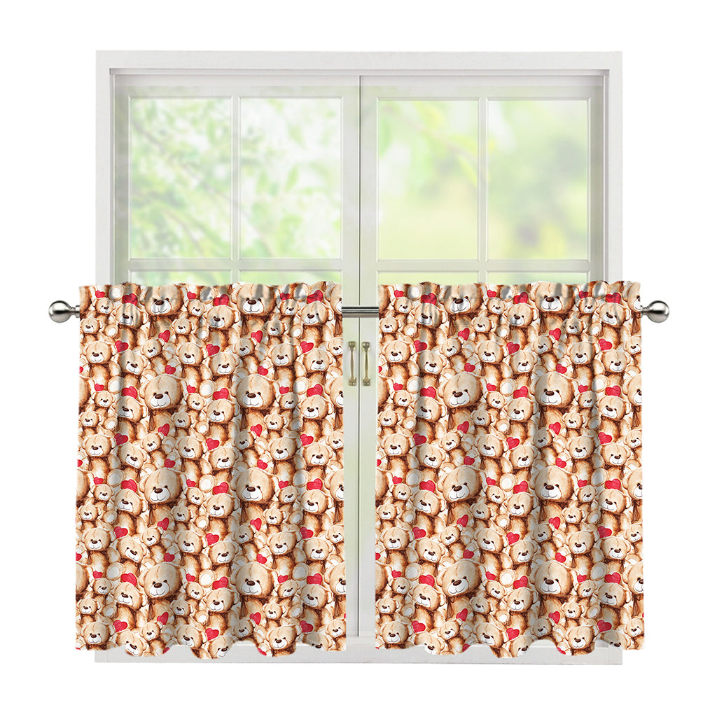 Lovely Teddy Bear Pattern Print Tier Curtains