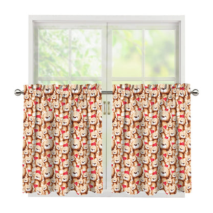 Lovely Teddy Bear Pattern Print Tier Curtains